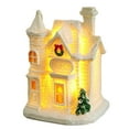 thumbnail image 1 of Decoración de casa de pueblo navideña, casa navideña de resina iluminada, escena navideña de resina, casas de pueblo, ciudad con luz LED blanca cálida, edificio coleccionable navideño que funciona, 1 of 5