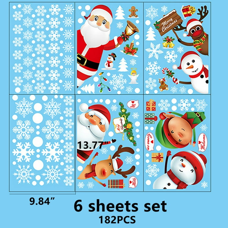 Christmas Snowflake Window Cling Stickers Snowflake Santa Decals Xmas  Window Christmas Decals Sticker Stickers for Kids Ages 4-8 Boys