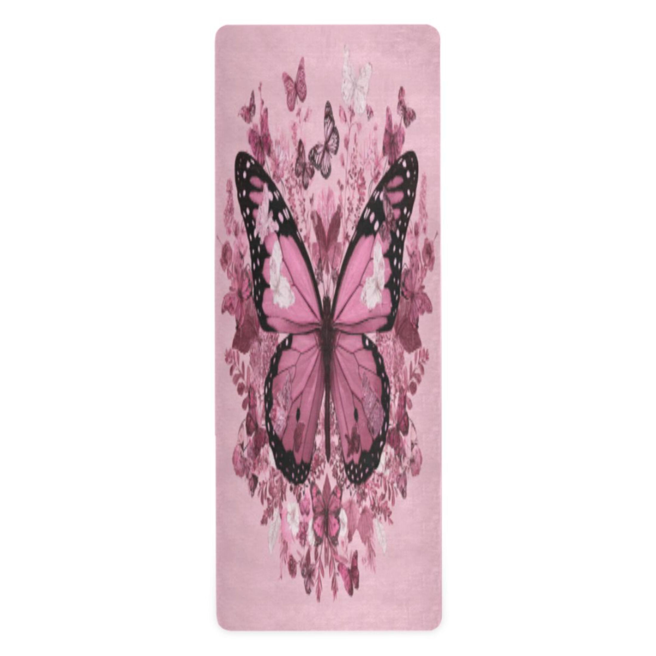 BZSMCE Yoga Mat Women Fitness Mat Pink Butterfly Heart Pattern