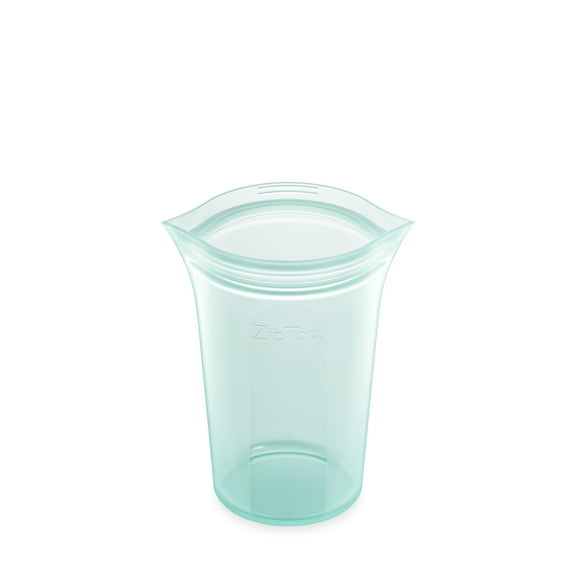 Zip Top Reusable Food Storage Container - Medium Cup Teal - Made in the USA - 100% Platinum Silicone