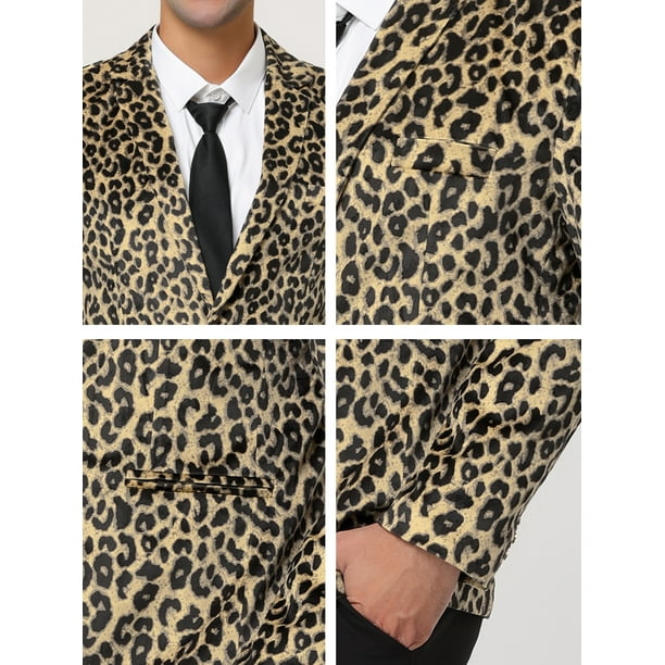 Chaqueta deportiva ligera con solapa con muescas y estampado de leopardo para hombre leopardo amarillo S Lars Amadeus Chaqueta Walmart en linea