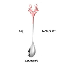 CuiLiyq Stainless Steel Cute Cartoon Elk Spoon, Colorful Home Dessert Tea Coffee Ice Cream Scoop, for Home Kitchen Holiday Party Decoration (White)