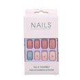 thumbnail image 1 of Juego de 24 uñas postizas acrílicas de estilo dulce y fresco con pegamento, 1 of 1