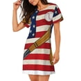 thumbnail image 2 of Fotbe American Flag And Baseball Bata de Dormir para Mujer con Estampado, Camisón de Algodón de Manga Corta, Ropa de Dormir Casual, 2 of 6