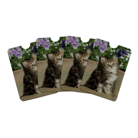 Pot Puree Ragdoll Tiffany Kitten Cat Flower Pots Credit Card RFID Blocker Holder Protector Wallet Purse Sleeves Set of 4 ()