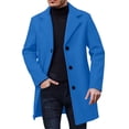 thumbnail image 6 of WTOBBY Men's Business Casual Wool Blend Trench Coat, Notched Collar Single-Breasted Overcoat with Pockets for Winter, Slim Fit and Versatile for Office and Events,Royal Blue 2XL, 6 of 7