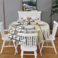 thumbnail image 2 of Round Waterproof Tablecloth 60×60 Inch, Black Lines Reusable Indoor/Outdoor Durable Table Cover for Party Kitchen Dinner Room Decor, 2 of 6