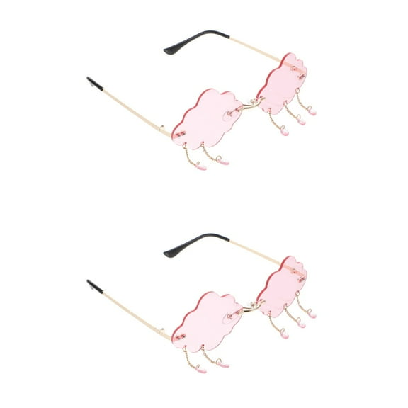 unbranded 2pcs Cloud Shaped Rimless Sunglasses Tassel Sunglasses Eyewear Funny Party Favors