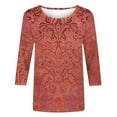 thumbnail image 4 of Fall Clothes Women!Homenesgenics Tops for Women Long Sleeve Plus Size Ladies' Fashion Printed Round Neck Three Quarter Sleeve 3/4 Sleeve T-Shirt Loose Red XXXXL, 4 of 5