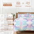 thumbnail image 6 of 3 Piece Abstract Minimalistic,Duvet Cover Set Full Size,Microfiber Comforter/Quilt Cover with Corner Ties and 2 Pillowcases,Turquoise Pink Ombre Aesthetic Color Art Soft Bedding with Zipper Closure, 6 of 8