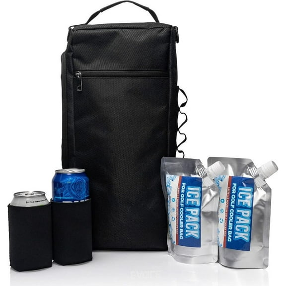 Carry-All Utility Cooler Bag with Ice Packs and Koozies For Golf, Hiking, Camping, Picnic and more