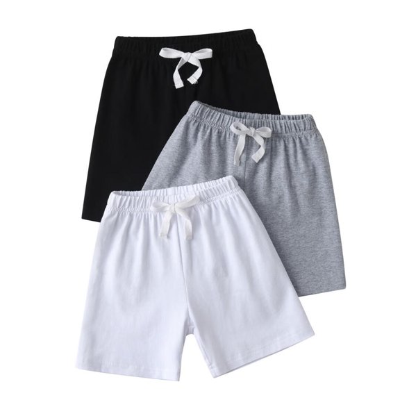 Toddler Infant Baby Boy 3 Pack Summer Solid Shorts Sweat Shorts with Drawstring 9-12 Months