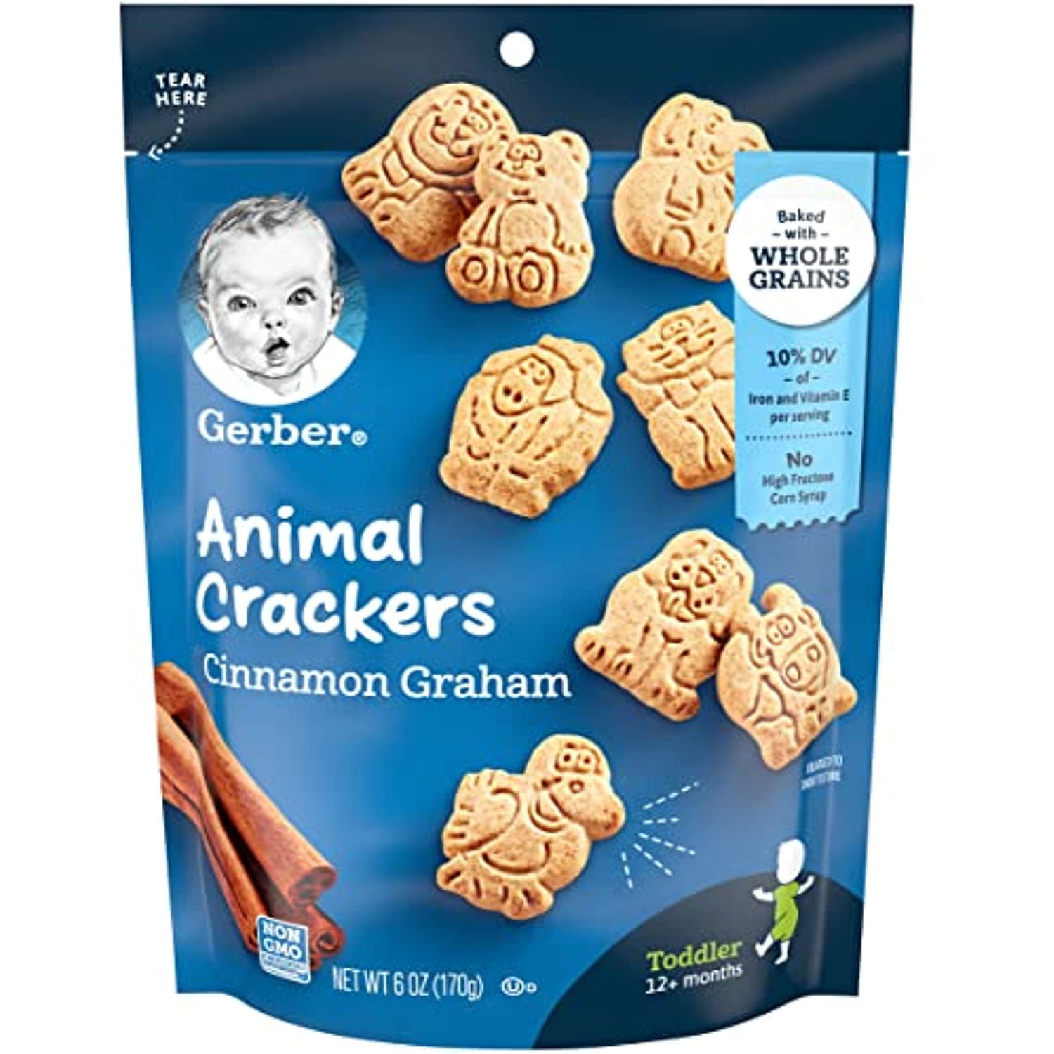 Gerber Animal Crackers, Cinnamon Graham, Baked With Whole Grains, Non