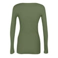 thumbnail image 4 of LISTHA Long Sleeve Ribbed Shirt Women Basic Stretch Crew Neck Tops Trendy Slim Fitted Fall Shirts Army Green XL, 4 of 6