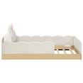 thumbnail image 4 of Harper & Bright Designs Twin Size Floor Bed with Upholstered Pillows, Safety Fence Guardrails, Floor Platform Bed with Cute Rabbit Ear Shaped Pillows, Beige, 4 of 11
