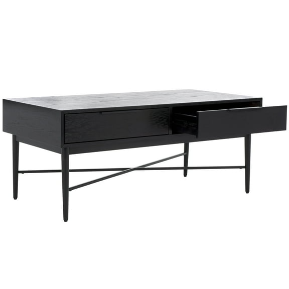 SAFAVIEH Pierre Contemporary 2 Drawer Coffee Table, Black (42 in. W x 22 in. D x 18 in. H)