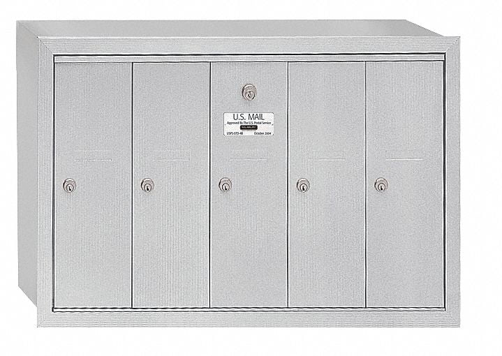 Vertical Mailbox - 5 Doors - Aluminum - Recessed Mounted - USPS Access