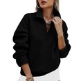 thumbnail image 4 of Enjoytime Half Zip Pullover Women Casual Solid Color Long Sleeve Sweatshirt Loose Fall Fashion 2025 Clothes, 4 of 5