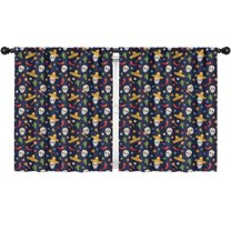 Blackout Kids Curtains,Navy Mexican Skull Pattern Childrens Insulated Curtains Set Of 2,Bedroom Essentials,Toddler Room Decor 52x63in(132x160cm)
