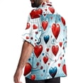 thumbnail image 3 of Valentine's Day Love ECG Men's Short Sleeve Button Down Poplin Casual Beach Shirts, 3 of 6