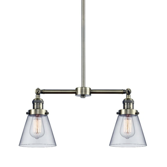 Innovations Lighting 209 Small Cone Small Cone 2 Light 21" Wide Linear Chandelier - Brass