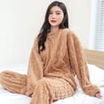 thumbnail image 1 of Traje cálido de terciopelo de algodón jacquard de color puro para invierno para hombres y mujeres, ropa de casa cálida y gruesa para parejas, 1 of 6