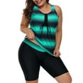 thumbnail image 5 of Women's Plus Size Rash Guard Capris Tankini Athletic Swimwear, 5 of 6