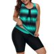 thumbnail image 5 of Plus Traje de Baño Atlético Tipo Rash Guard Capri Tankini para Mujer Talla, 5 of 6