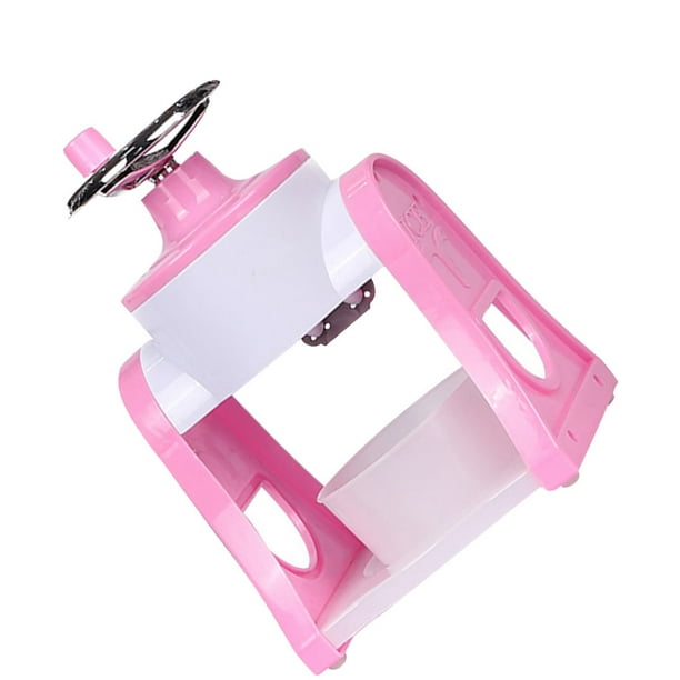 Monstrate Trituradora de hielo Manual, afeitadora de batidos de cono de nieve, herramienta de trituración, deslizador de acero inoxidable, Cocina y Comedor Rosa