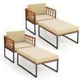 thumbnail image 1 of Costway 2 PCS Outdoor Furniture Set Patio Acacia Wood Armchair with Long Ottoman Cozy Seat, 1 of 10