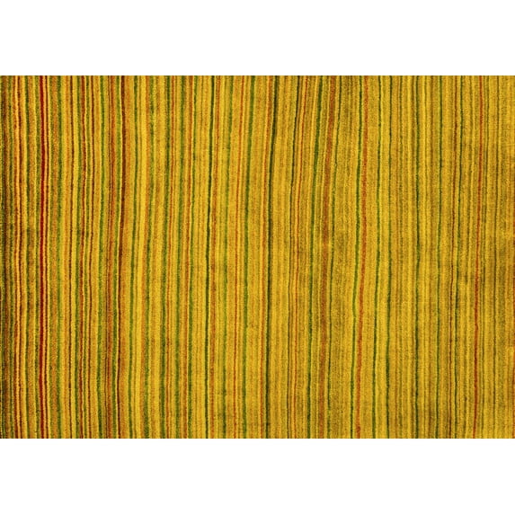 Ahgly Company Machine Washable Indoor Rectangle Abstract Yellow Modern Area Rugs, 8' x 12'