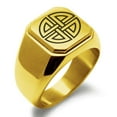 thumbnail image 1 of Stainless Steel Shield Knot Viking Norse Rune Engraved Square Flat Top Biker Style Polished Signet Ring, 1 of 1