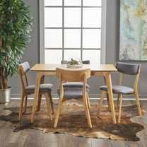 Noble House Alexa Dark Grey Natural Oak Finish 5-Piece Dining Set