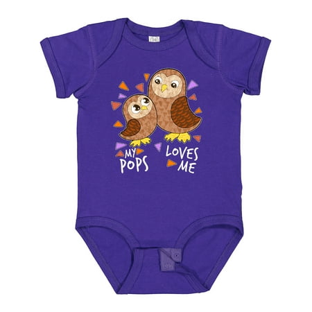 

Inktastic My Pops Loves Me- Cute Owl Family Gift Baby Boy or Baby Girl Bodysuit