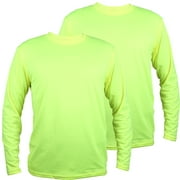 2 Pack-Hi Vis Green Long Sleeve Work Safety High Visibility T-Shirt Size:X-Large