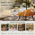 thumbnail image 6 of Round Outdoor Tablecloth with Umbrella Hole and Zipper, Orange Coastal Beach Tablecloth with Elastic Waterproof, Rustic Abstract Sea Waves Striped Patio Table Covers for 45" - 54" Picnic Pool Tables, 6 of 9