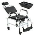 thumbnail image 3 of Jnismy Shower Chair with Wheels, Multifunctional Bedside Commode Chair, Angle Adjustable Shower Commode Wheelchair, Shampoo Chair with Headrest and Bucket (Black White), 3 of 13