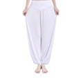 thumbnail image 1 of Eigraketly Pantalones de yoga de cintura alta para mujer, bombachos sueltos para danza del vientre, pantalones de Tai Chi sólidos modales Uniforme atlético Blanco L, 1 of 2