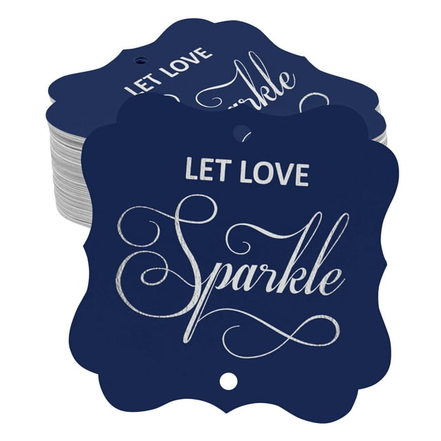 Inkdotpot Pack Of 50 Let Love Sparkle Wedding Paper Tags DIY Craft Bracket Shape Real Silver Foil Hang Tags