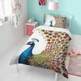 thumbnail image 4 of Colorful Peacock Duvet Cover and Pillowcase Set for Single Bedding, Bedroom Accessories for Kids Teens, 4 of 5
