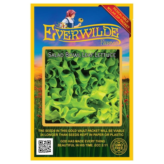 Everwilde Farms - 1000 Salad Bowl Leaf Lettuce Seeds - Gold Vault Jumbo Bulk Seed Packet