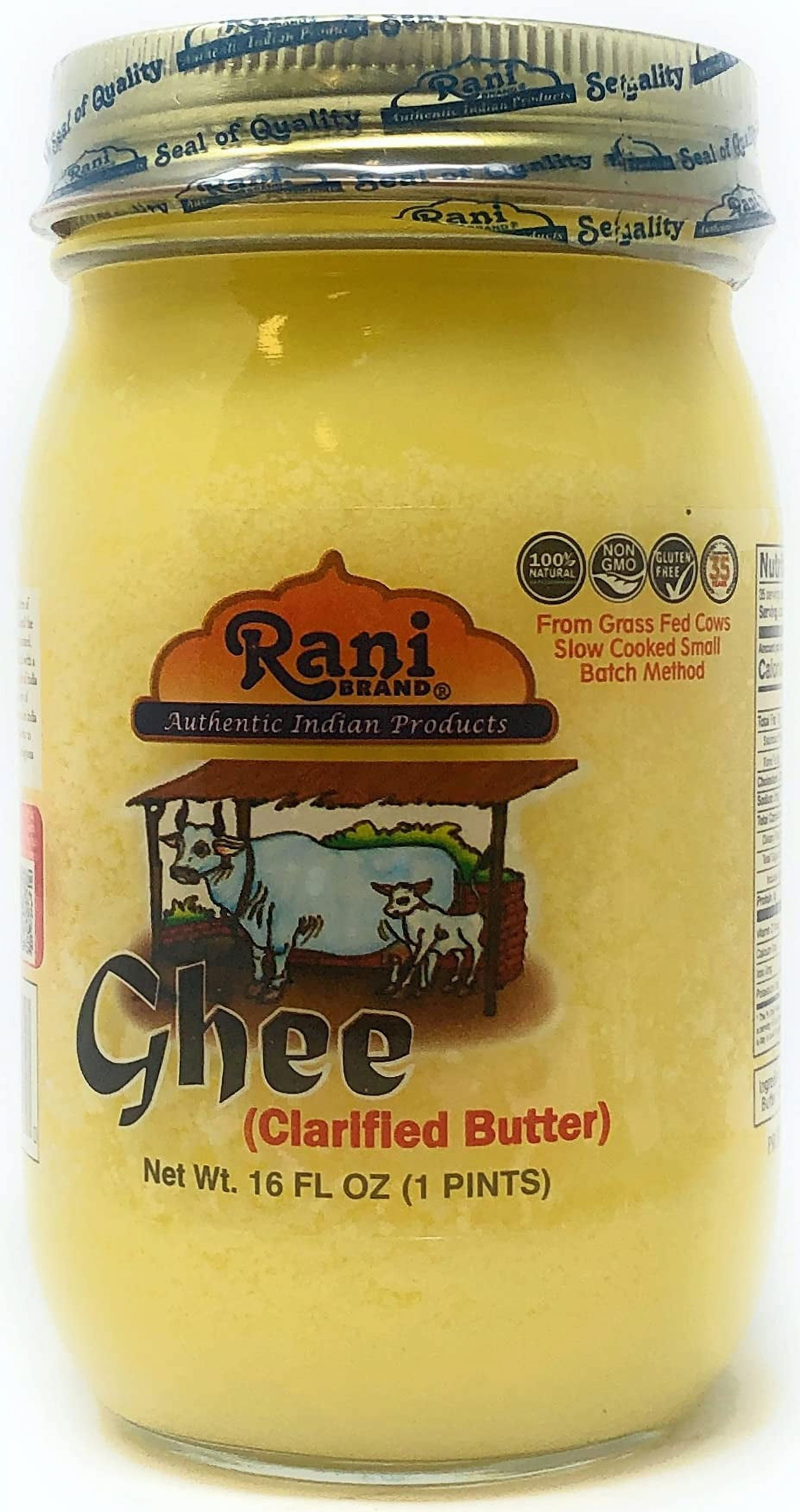Rani Ghee Pure & Natural from Grass Fed Cows (Clarified Butter) 1lb (16oz) ~ Glass Jar | Paleo Friendly | Keto Friendly | Gluten Friendly | Product of USA