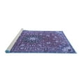 thumbnail image 2 of Ahgly Company Machine Washable Indoor Round Medallion Blue Traditional Area Rugs, 3' Round, 2 of 4