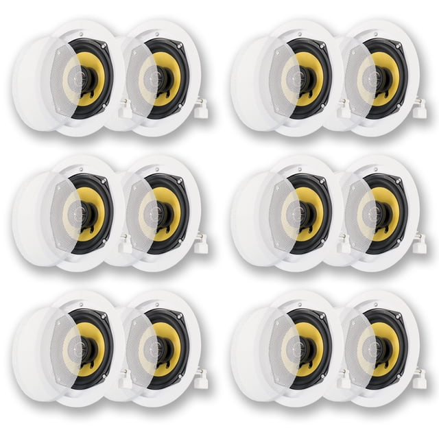 Acoustic Audio HD-5 Montage Affleurant Haut-Parleurs de Plafond Home Cinéma Lot de 6 Paires