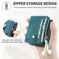 thumbnail image 3 of Zipper Back Wallet Case for Samsung Galaxy Z Flip 4, Detachable Card Slots Pocket Magnetic Classic Cover with Kickstand Soft Silicone Shockproof Anti-Scratches Folding Case, Green, 3 of 7