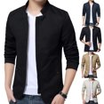 thumbnail image 3 of Joernso Casual Men Autumn Solid Color Stand Collar Zipper Pockets Thin Slim Blazer Coat, 3 of 7