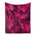 thumbnail image 1 of Hot Pink Soft Flannel Fleece Throw Blanket, Heart Shapes on Blurry Background Romantic Valentine's Day Design, Cozy Plush for Indoor and Outdoor Use, 70" x 90", Magenta Hot Pink, by Ambesonne, 1 of 6