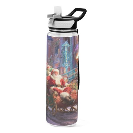 Sport Bottle Water Bottle Tritan Food Grade Clear Outdoor Water Bottle Bike Water Bottle Sturdy and Durable Santa Claus and The Sleigh