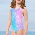 thumbnail image 4 of FOR U DESIGNS Comfortable Blue Pink Sleeveless Swimsuit Leotards for Swimming Dancing Stars Kids Bodysuit Cute Girls Tank Leotard Swimwear Size 11-12, 4 of 8