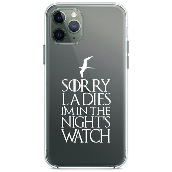 DistinctInk Clear Shockproof Hybrid Case for iPhone 13 (6.1" Screen) - TPU Bumper Acrylic Back Tempered Glass Screen Protector - Sorry Ladies I'm In The Night's Watch